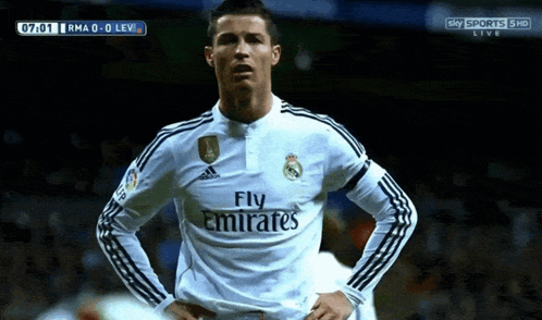 Soccer Player in Fly Emirates Jersey