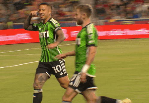 Soccer Player In Green And Black Jersey Number 10 GIF