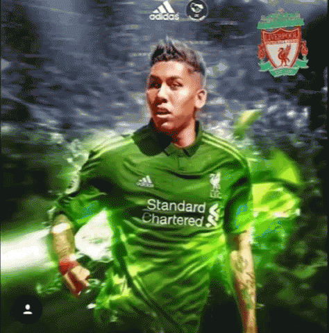 Soccer Player in Green Standard Chartered Jersey