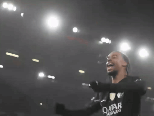 Soccer Player In Qatar Airways Jersey Celebrating GIF