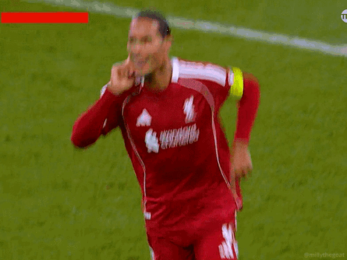 Soccer Player in Red Adidas Jersey Screaming
