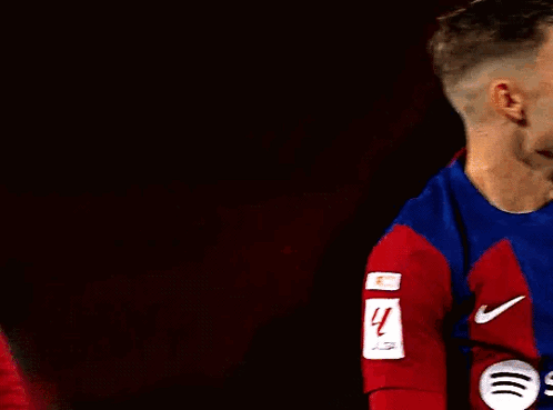 Soccer Player In Red And Blue Jersey Germin GIF