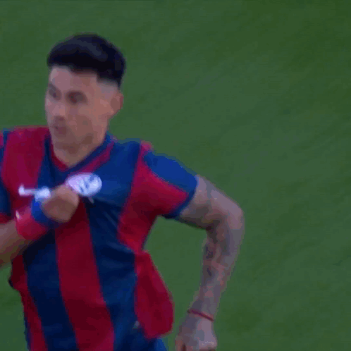Soccer Player In Red Blue White Jersey Brubank GIF