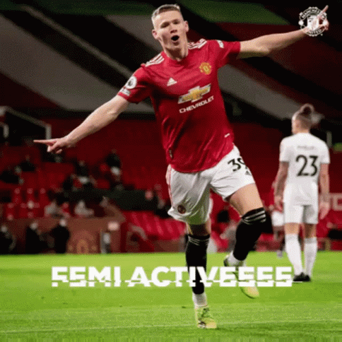 Soccer Player in Red Chevrolet Jersey Celebrating