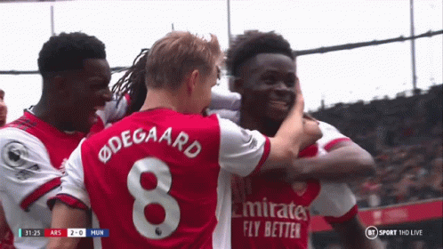 Soccer Player In Red Emirates Fly Better Shirt GIF
