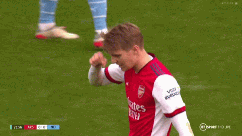 Soccer Player In Red Emirates Fly Better Shirt GIF
