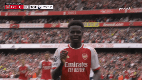 Soccer Player In Red Emirates Shirt GIF