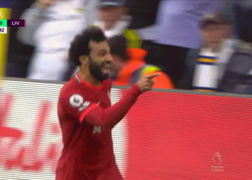 Soccer Player In Red Jersey Pointing At Camera Premier League GIF