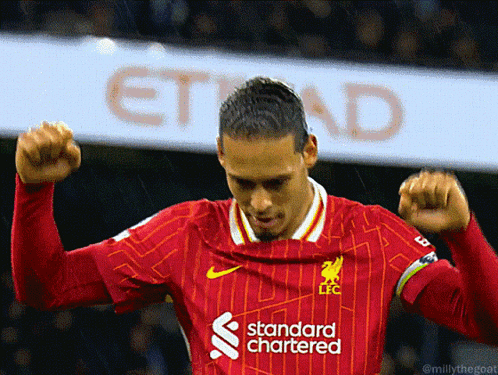 Soccer Player in Red Jersey Standard Chartered