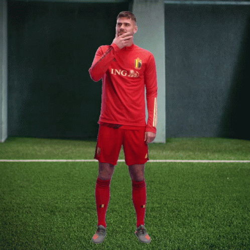 Soccer Player in Red Jersey