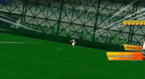 Soccer Player in Red Shirt Jumping