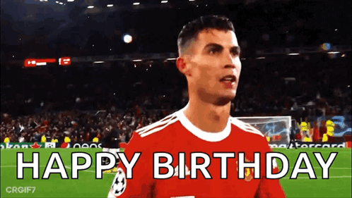 Soccer Player In Red Shirt Saying Happy Birthday GIF