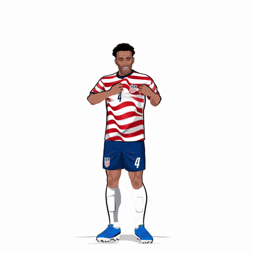 Soccer Player in Red White Blue Striped Jersey Number 4