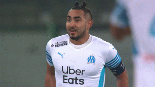 Soccer Player In Uber Eats Shirt Looking At Camera GIF