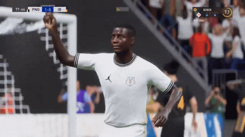 Soccer Player In White Air Jordan Jersey Celebrates Goal GIF