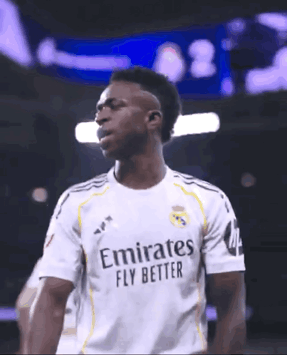 Soccer Player In White Emirates Fly Better Jersey GIF