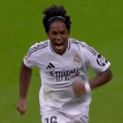 Soccer Player In White Emirates Fly Better Jersey Running GIF