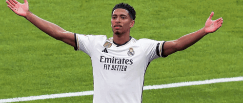 Soccer Player In White Emirates Fly Better Shirt GIF