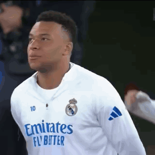 Soccer Player In White Emirates Fly Butter Jersey GIF