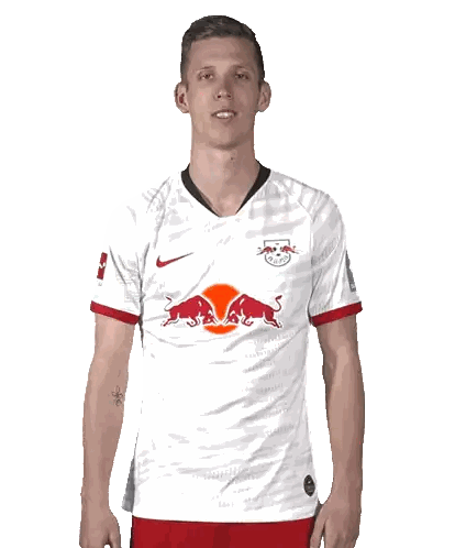 Soccer Player in White Jersey with Red Bulls
