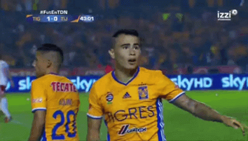 Soccer Player In Yellow And Blue Jersey GIF