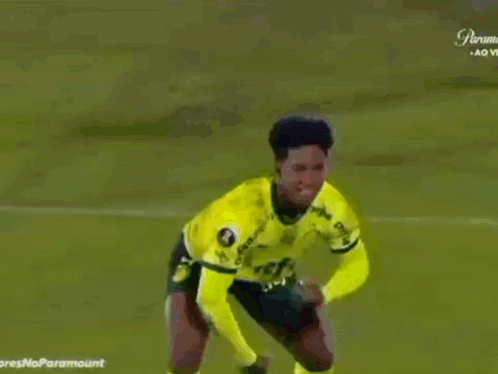 Soccer Player In Yellow And Green Jersey With Crefisa GIF