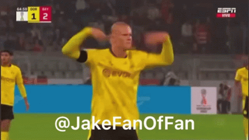 Soccer Player In Yellow Jersey Celebrating Goal Against Bay GIF