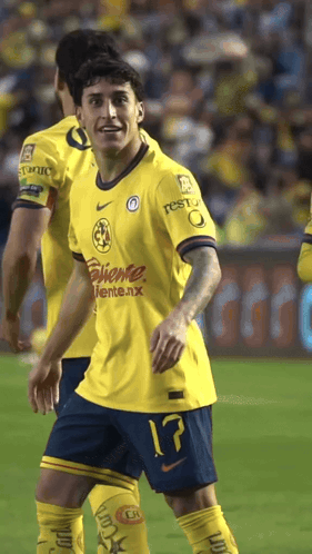 Soccer Player in Yellow Jersey Number 17