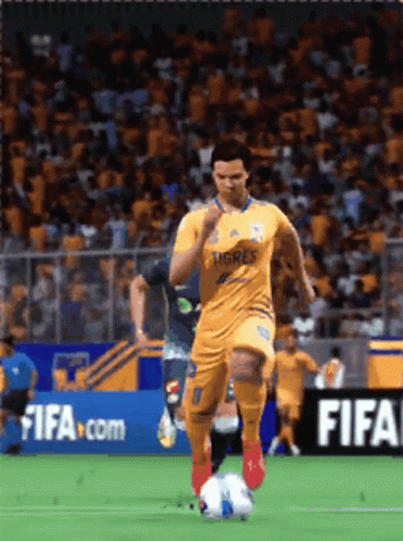Soccer Player In Yellow Tigres Jersey GIF