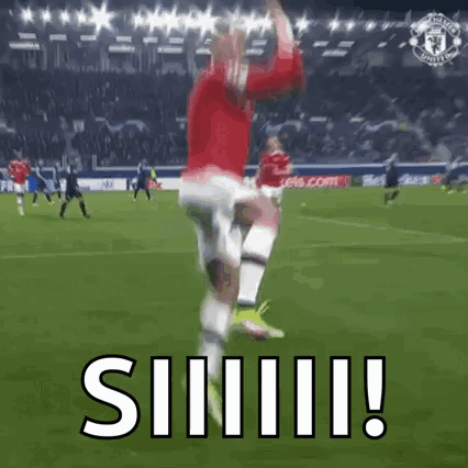 Soccer Player Jumping Saying Siiii!