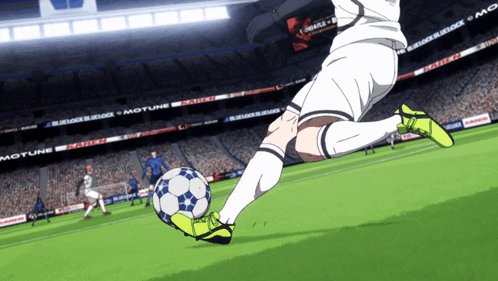 Soccer Player Kicking Ball at Motune Ad