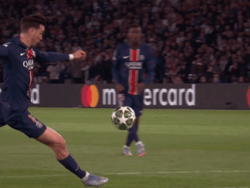 Soccer Player Kicking Ball Qatar Airways Jersey GIF