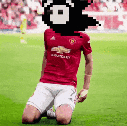 Soccer Player Kneeling in Chevrolet Jersey