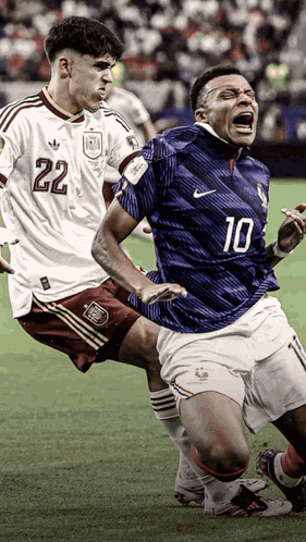 Soccer Player Number 10 Being Tackled
