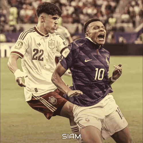 Soccer Player Number 10 Being Tackled