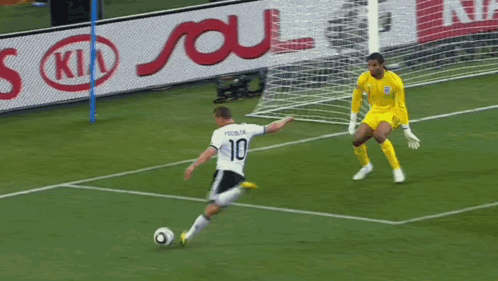 Soccer Player Number 10 Kicking Ball