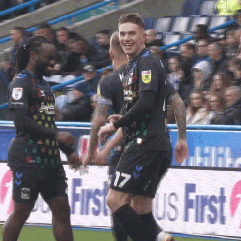 Soccer Player Number 17 Celebrates Goal With Teammates GIF