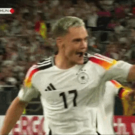 Soccer Player Number 17 Celebrating Goal