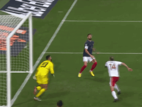 Soccer Player Number 23 Leaping Into Goal GIF