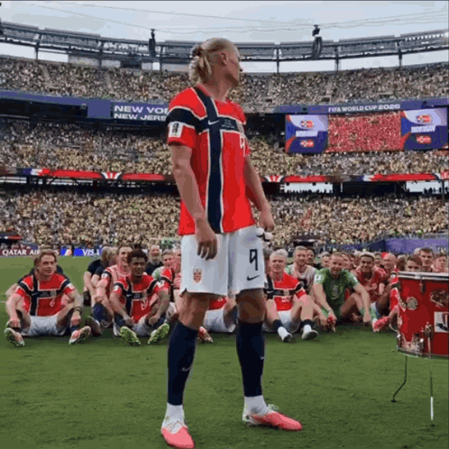 Soccer Player Number 9 Standing on Field