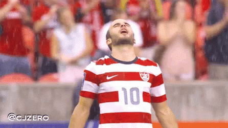 Soccer Player Red White Striped Jersey Number 10 GIF