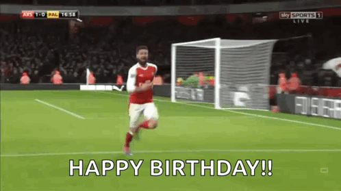 Soccer Player Running On Field Happy Birthday GIF