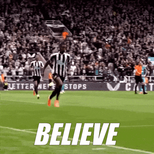 Soccer Player Running With Believe