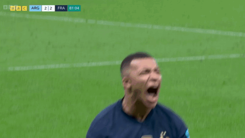Soccer Player Screaming With 2-1 Score
