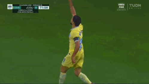 Soccer Player Wearing Yellow Shirt with AT&T