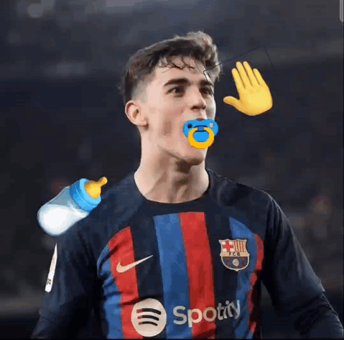 Soccer Player with Pacifier and Spotify Shirt