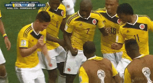 Soccer Players Celebrate Goal GIF