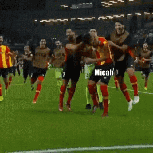 Soccer Players Celebrating Goal