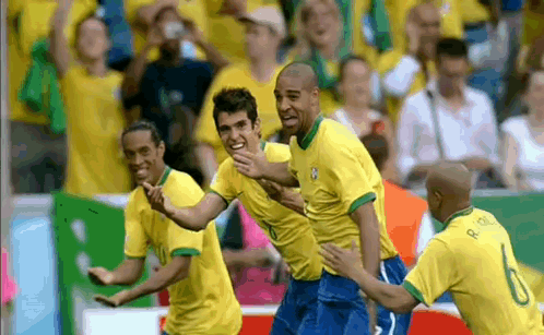 Soccer Players Celebrating Goal With Crowd