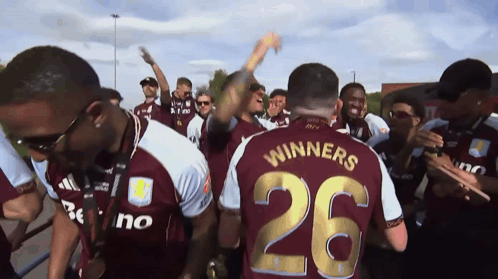 Soccer Players Celebrating Number 26 GIF